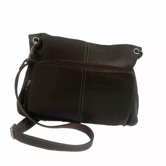 Tignanello Crossbody Purse Genuine Leather Brown Handbag ShoulderBag - Picture 10 of 12